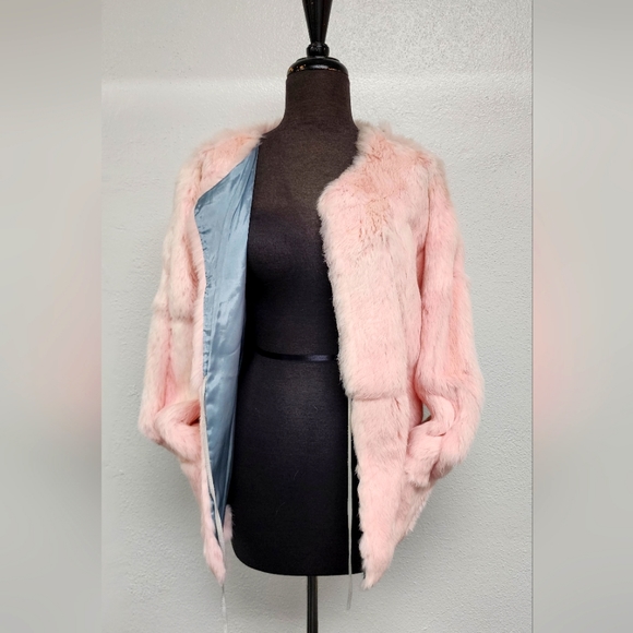 Light Pink Rabbit Fur Jacket - Picture 2 of 3